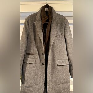 Boggi Milano Gray Herringbone Mid Length Jacket